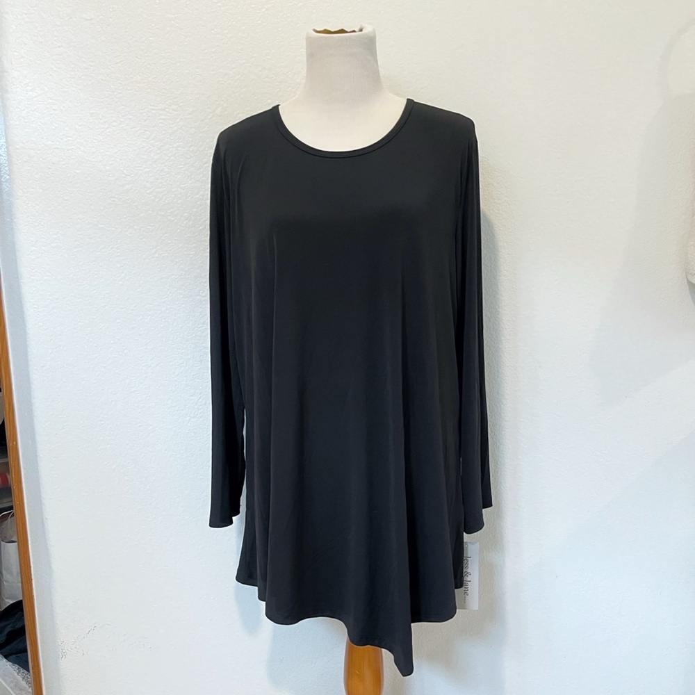 Drapey Lightweight Knit Longsleeve Tunic Top | Jess & Jane, 1X, Black